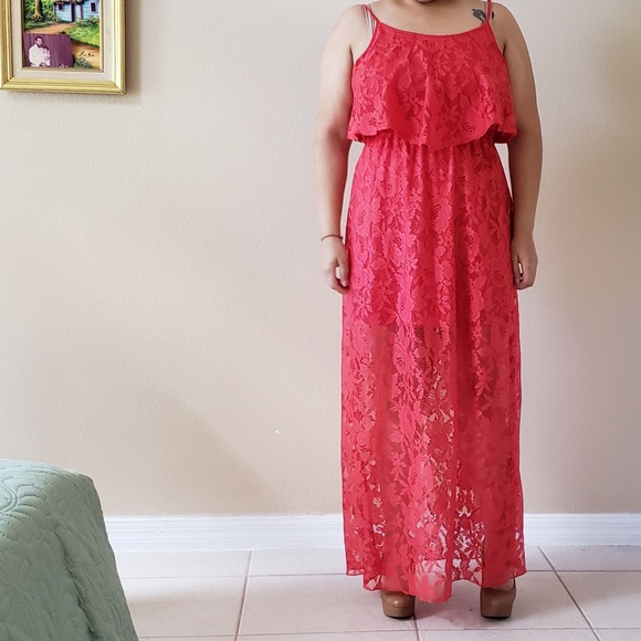 Dresses & Skirts - Coral lace maxi dress Dresses & Skirts - Coral lace maxi dress